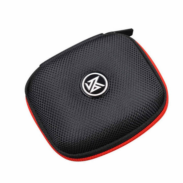 Carcasă pentru căști Kz Acoustics, neagră, texturată, cu logo și bordură roșie