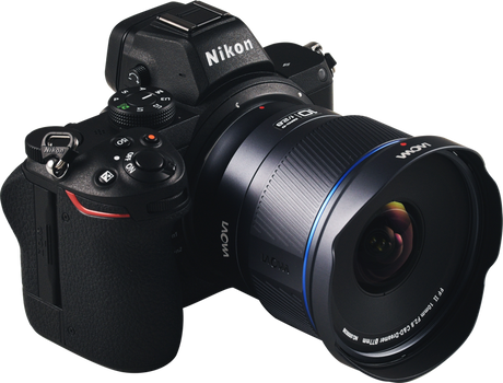 Laowa 10mm f/2.8 Zero-D lens mounted on Nikon Z camera body, front view