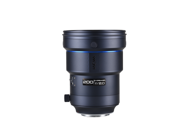 200mm f/2 AF full-frame Sony FE lens, front view with 200 f/2.0 label
