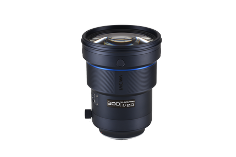 200mm f/2 AF full-frame Sony FE lens, top view showing front glass element