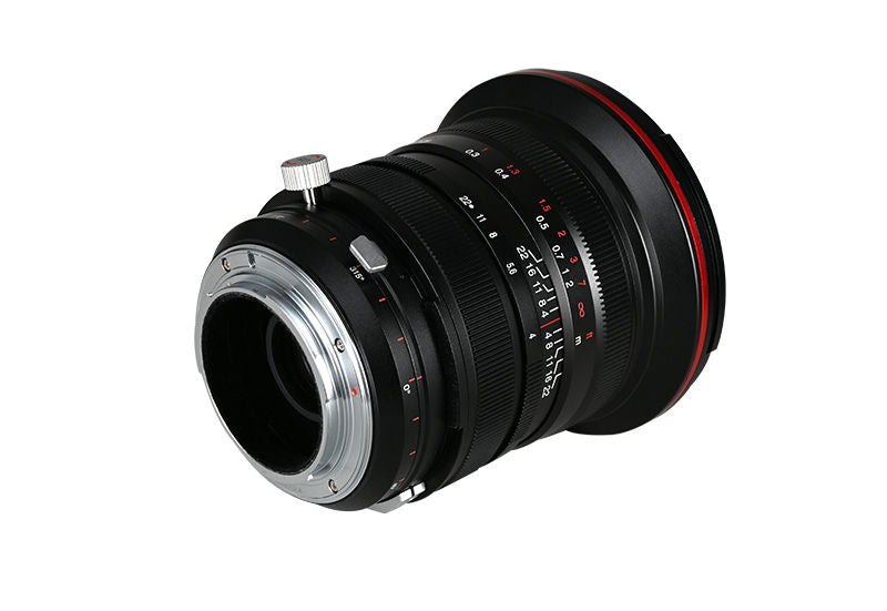 20mm f/4 zero-shift lens for Sony E, rear mount side with silver bayonet ring