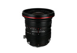 20mm f/4 zero-shift lens for Sony E, front view with glass element and red ring