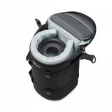 Geantă Lowepro pentru obiectiv, neagră, deschisă, cu loc protejat pentru obiectiv