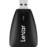 Black USB 3.1 multi card reader with textured grip and card slot
