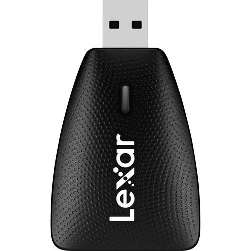 Black USB 3.1 multi card reader with textured grip and card slot