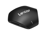 Cititor de carduri LEXAR 3-în-1, carcasă neagră cu două porturi pe margine