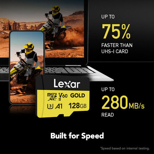 Lexar microSDXC GOLD UHS-II/C10/A1/U3 R280/W100 (V60) 128GB - View 3