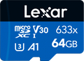 64GB microSDXC V30 633x memory card with speed and class markings