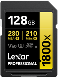 LEXAR SDXC Pro 1800x U3 UHS-II R280/W210 (V60) 128GB - View 1