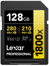 LEXAR SDXC Pro 1800x U3 UHS-II R280/W210 (V60) 128GB - View 1