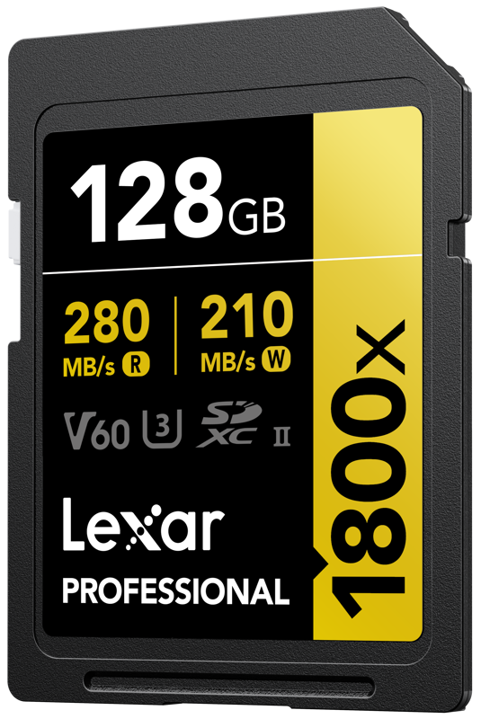 LEXAR SDXC Pro 1800x U3 UHS-II R280/W210 (V60) 128GB - View 3