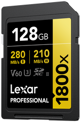 LEXAR SDXC Pro 1800x U3 UHS-II R280/W210 (V60) 128GB - View 3