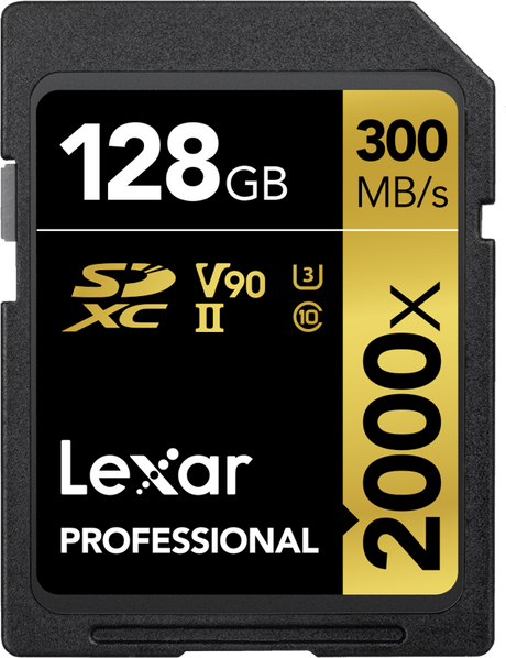 LEXAR SDXC Pro 2000X UHS-II U3 R300/W260 (V90) 128GB - View 1