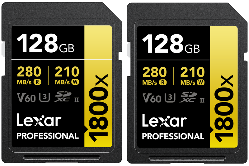 Lexar Set 2xSDXC Pro 1800x U3 UHS-II R280/W210 (V60) 128GB - View 1