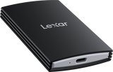 Black Lexar SL700 Armor portable SSD with USB-C port and ridged side edges