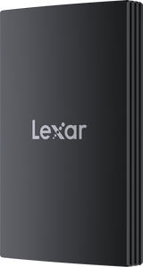 Lexar SL700 Armor portable SSD side view, dark gray with ribbed edge details