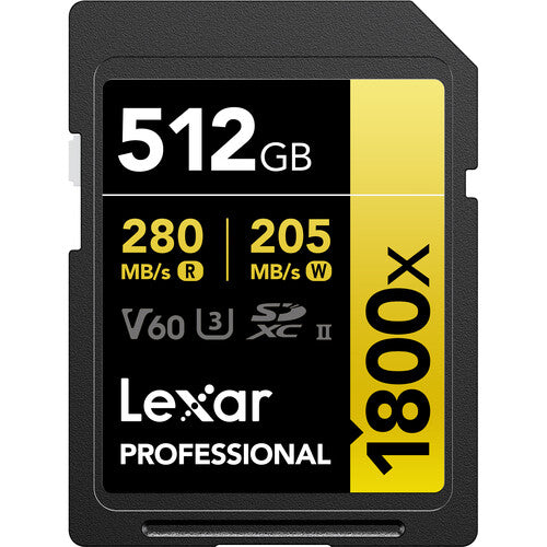 Lexar SDXC Pro 1800x U3 UHS-II R280/W210 (V60) 512GB