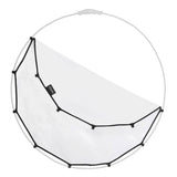 Circular diffusion reflector with white fabric and black spreader rods
