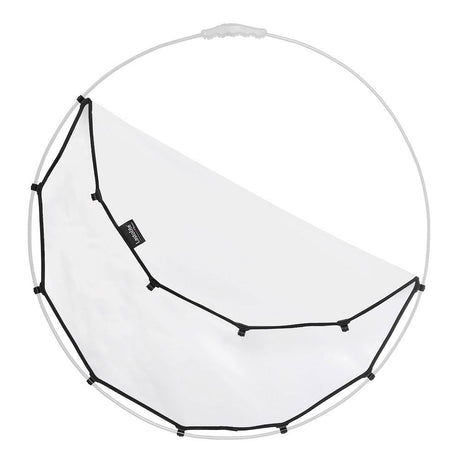 Circular diffusion reflector with white fabric and black spreader rods