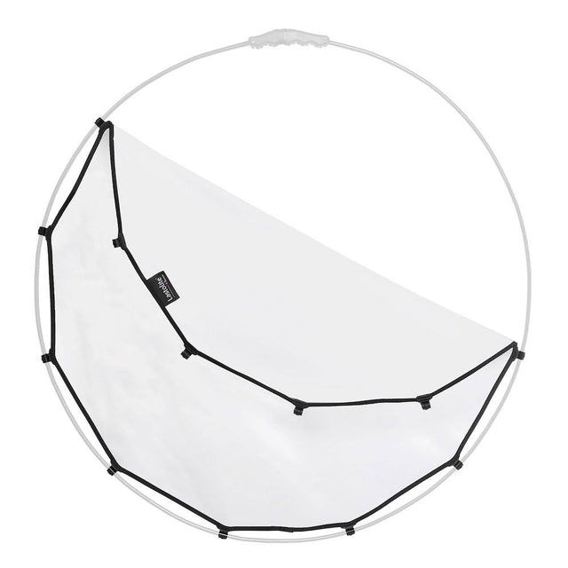 Circular diffusion reflector with white fabric and black spreader rods