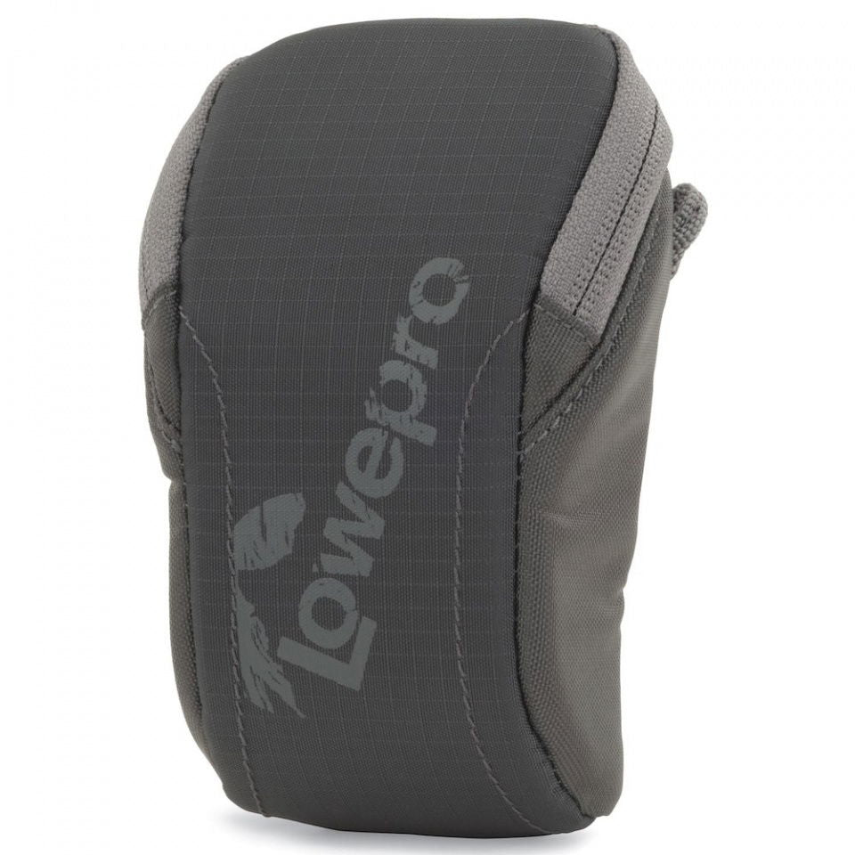 Husă pentru accesorii Lowepro Dashpoint 10, gri închis, formă cilindrică, cusături vizibile