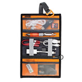 Organizator cabluri Lowepro deschis, negru-portocaliu, cu curea și buzunare