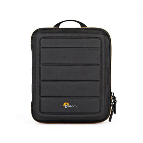 Husă dură neagră pentru GoPro, față cu logo și fermoar lateral