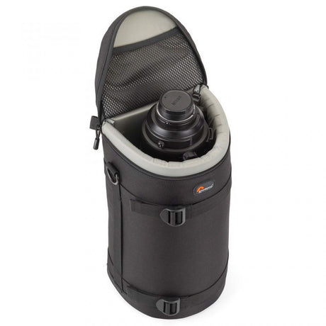 Husă obiectiv 13×32 cm deschisă, interior căptușit cu plasă și compartiment