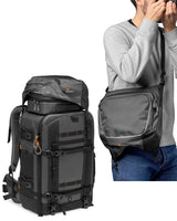 Rucsac foto Pro Trekker BP 550 AW II purtat pe umeri, buzunar lateral cu fermoar
