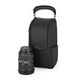 Black compact camera bag with top carry handle and reinforced sides