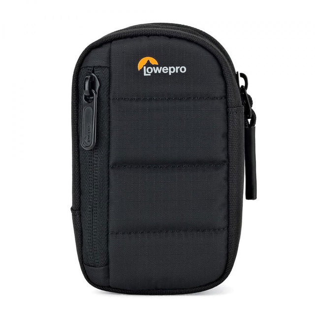 Husă multifunctională neagră, logo, fermoar lateral și curea de prindere