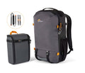Rucsac foto Lowepro Trekker Lite BP 250 AW, gri închis, fermoare și accente portocalii