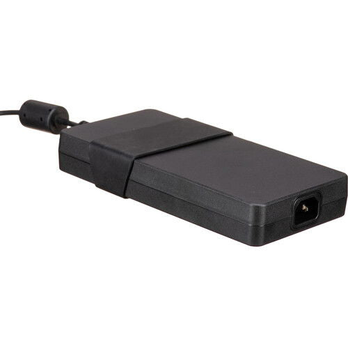 Bi-color LED power adapter block with DC output port, black