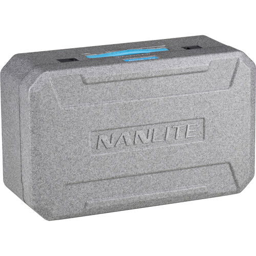 Bi-color LED protective carrying case with handle and embossed logo, gray