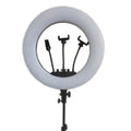 Lampă inelară LED Lumina bicolor, inel gri cu suport și brațe