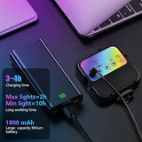 Lampă LED RGB cu acumulator încorporat, cu porturi pentru încărcare și alimentare.