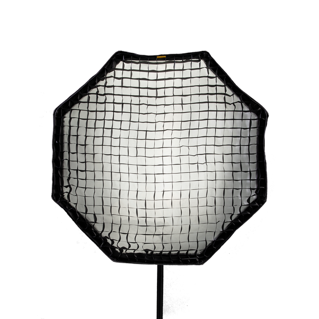 Octa softbox grid attachment with black mesh frame and white grid surface