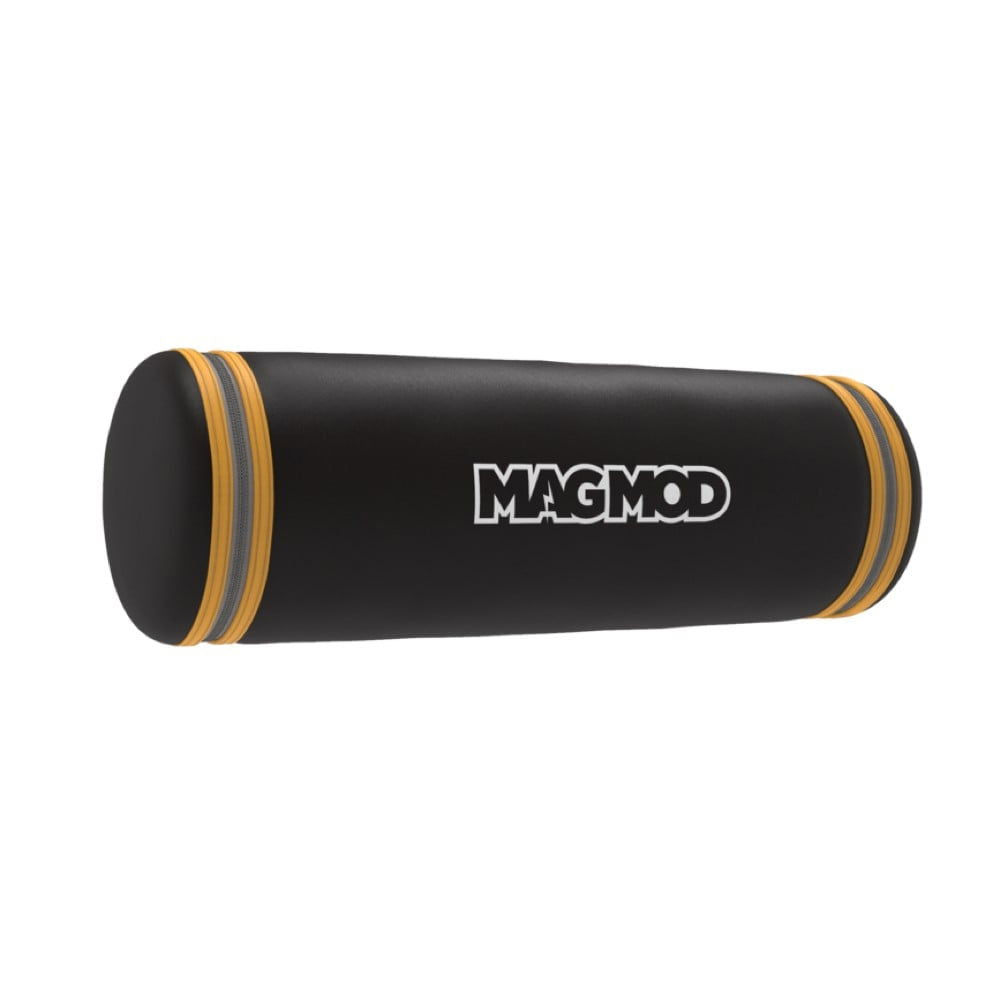 MagBox small case, black cylinder with yellow edge rings and MAGMOD logo