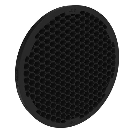 MagGrid XL 40 black honeycomb grid disc, angled close-up