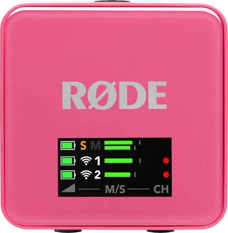 Unitate microfon wireless roz cu ecran de niveluri și butoane
