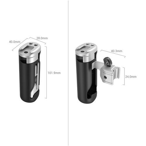 Mounting handle with side arm, shown with labeled dimensions in mm