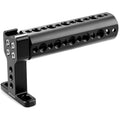 Metal top handle/rig with row of mounting holes and side clamp bracket, dark gray