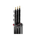 Set of 3 black tripods, head plates with red logo and metal caps