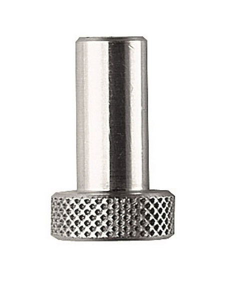 Metal tripod adapter, 3/8 to 1/4 thread, knurled cylinder and hex base