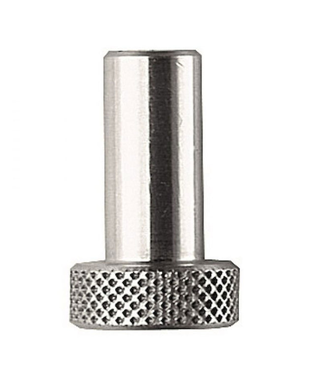 Metal tripod adapter, 3/8 to 1/4 thread, knurled cylinder and hex base
