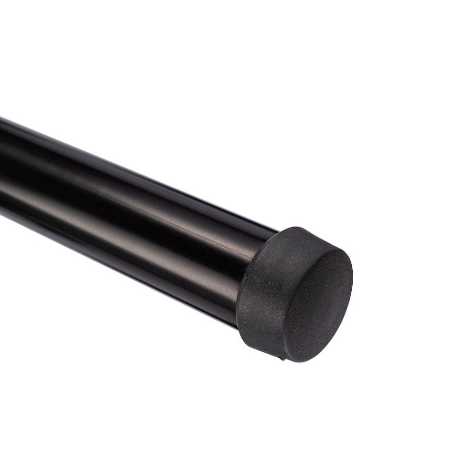 Black boom pole end cap on the tube end
