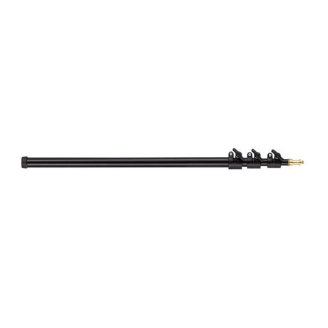 Camera boom pole, 4 sections, black rod with mounting clips on the side end