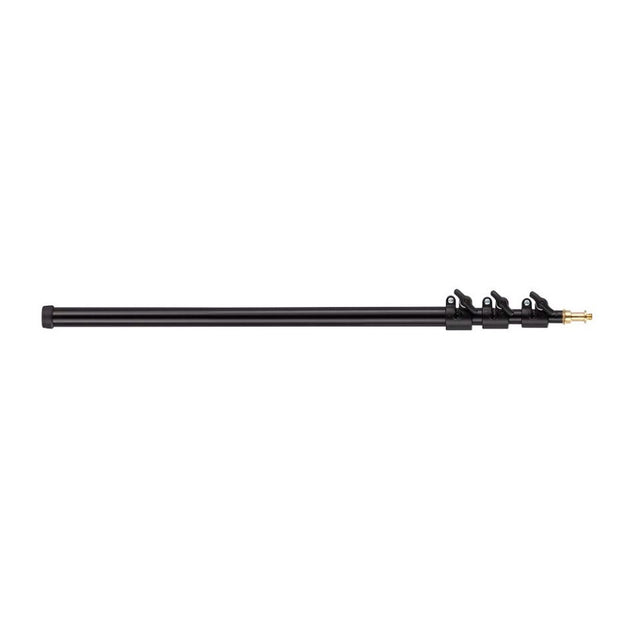 Camera boom pole, 4 sections, black rod with mounting clips on the side end
