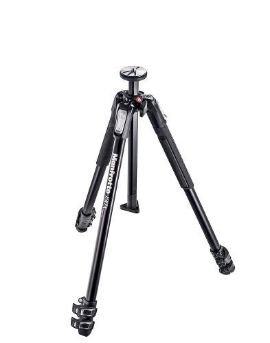 Trepied foto Manfrotto 190X3, picioare rabatabile și cap rotativ, negru