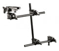 Articulated camera support arm with adapter, black metal bracket and rods